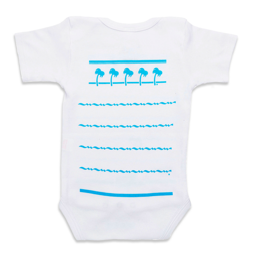 front of blue onesie